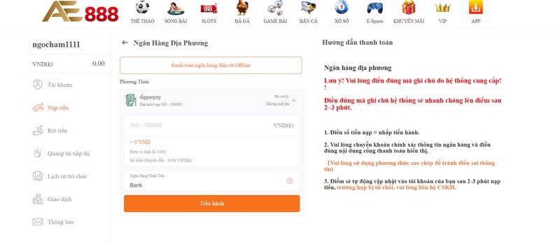 Chi tiết các bước nạp tiền AE888 cho người chơi mới 1 Nạp Tiền Ae888 Qua Ngân Hàng Siêu Tiện Lợi Với Vài Bước